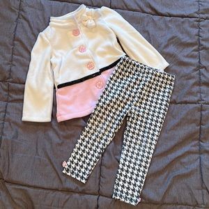 Kids Headquarters Houndstooth Fleece Outfit Size 24M Pink White Black Preppy